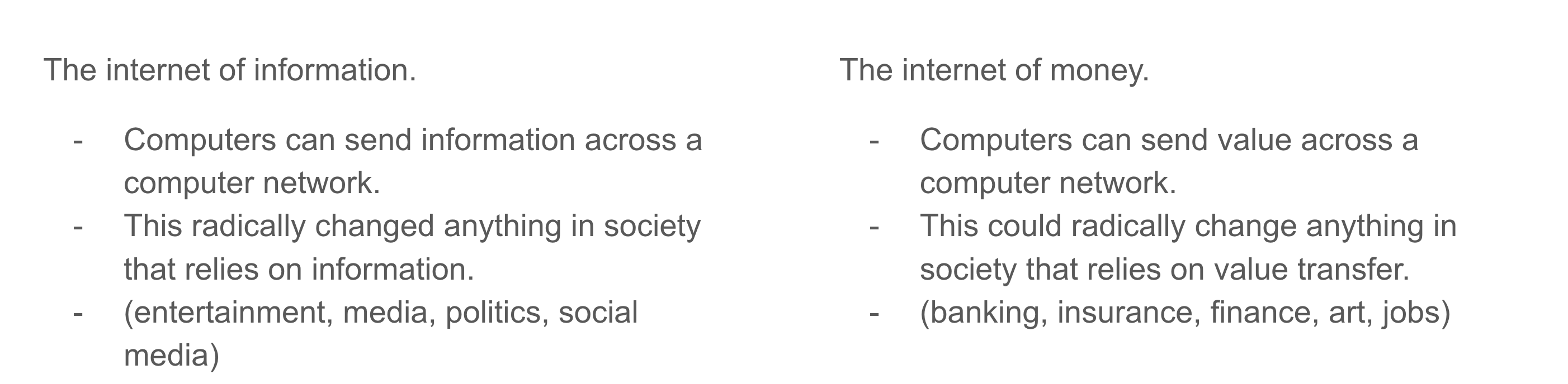 The internet of money as a fundamental paradigm shift